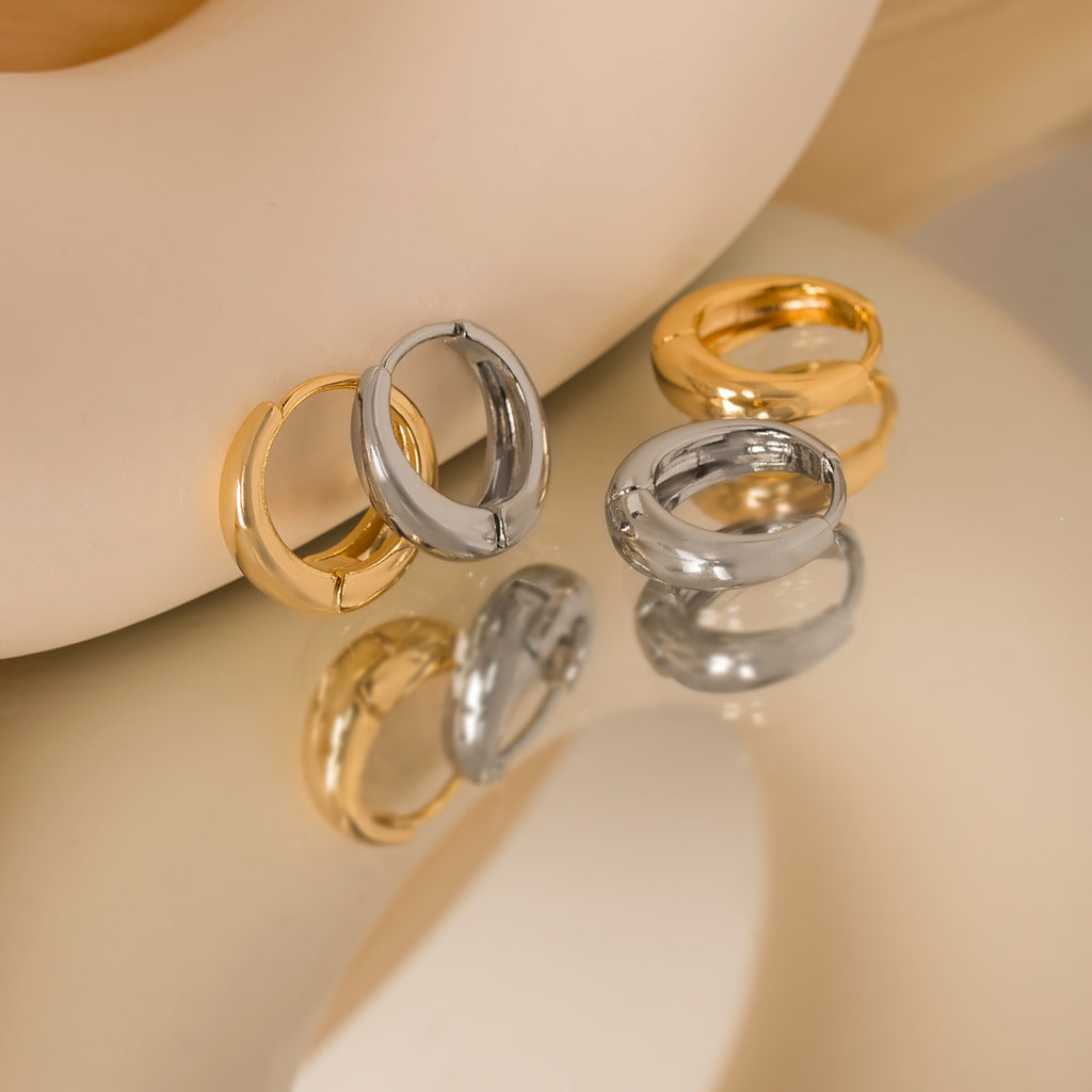 silver gold huggie hoop earrings