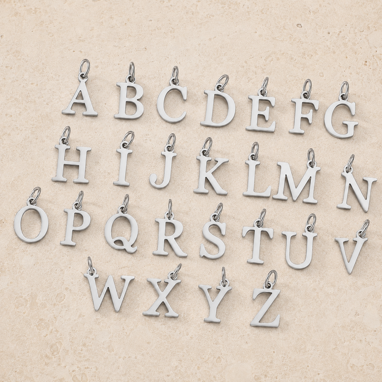 silver initial charms