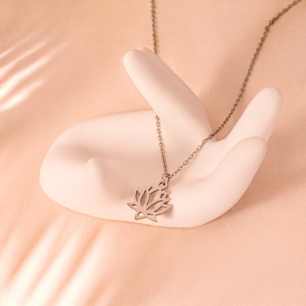 silver lotus necklace