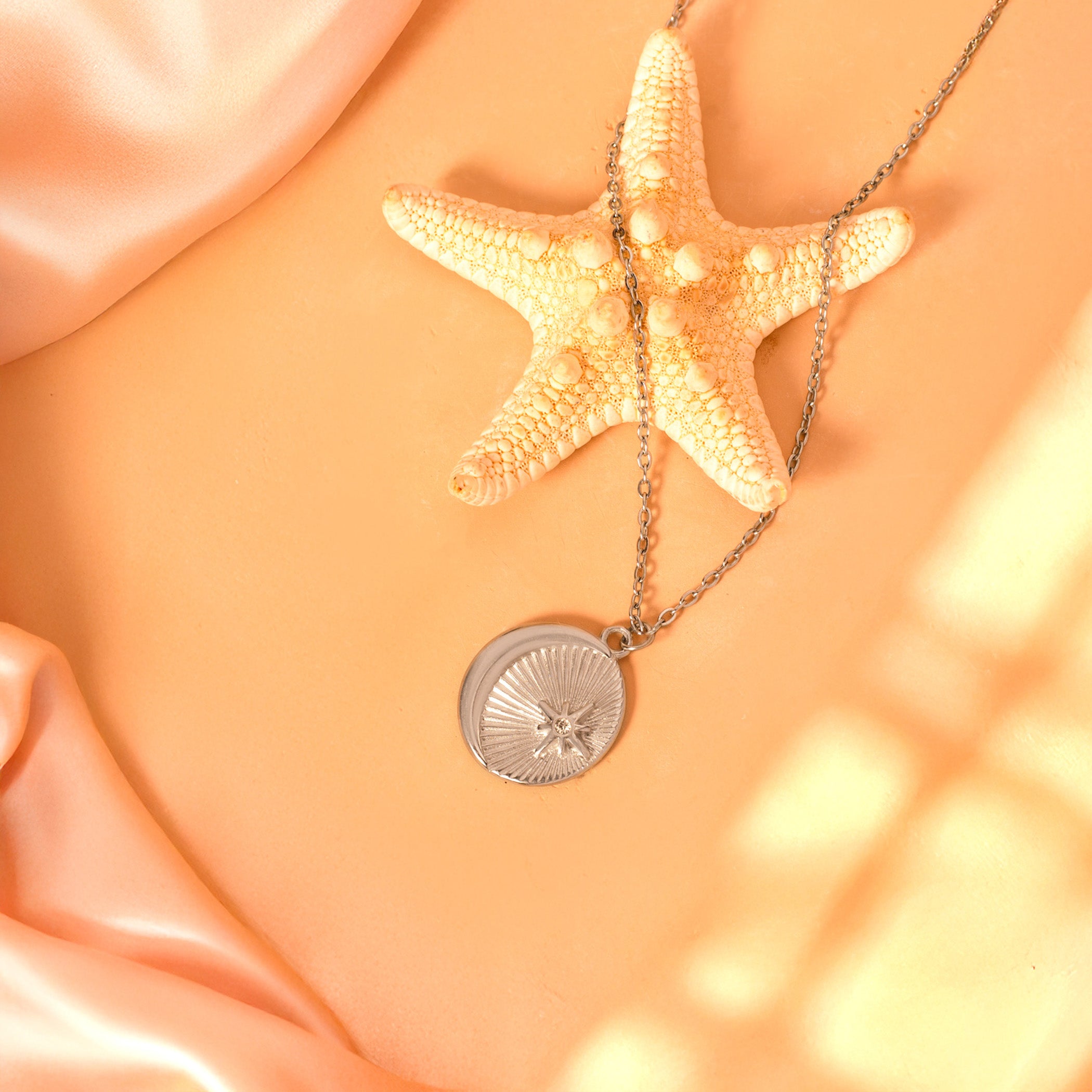 silver moon and star necklace
