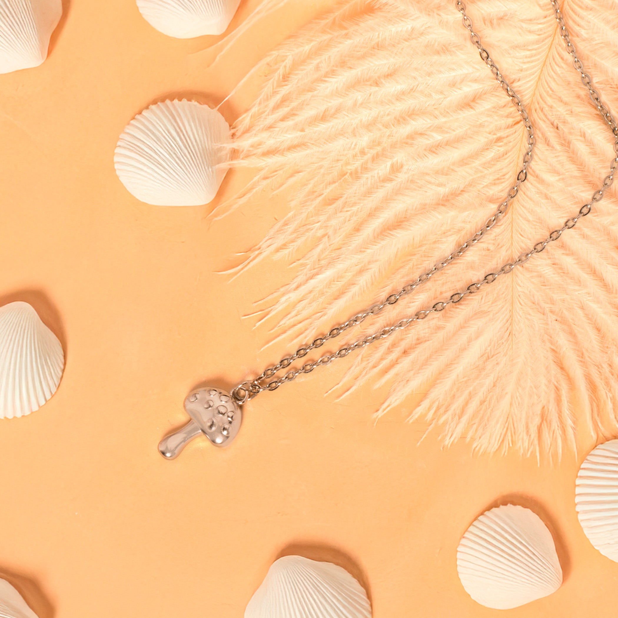 silver mushroom necklace