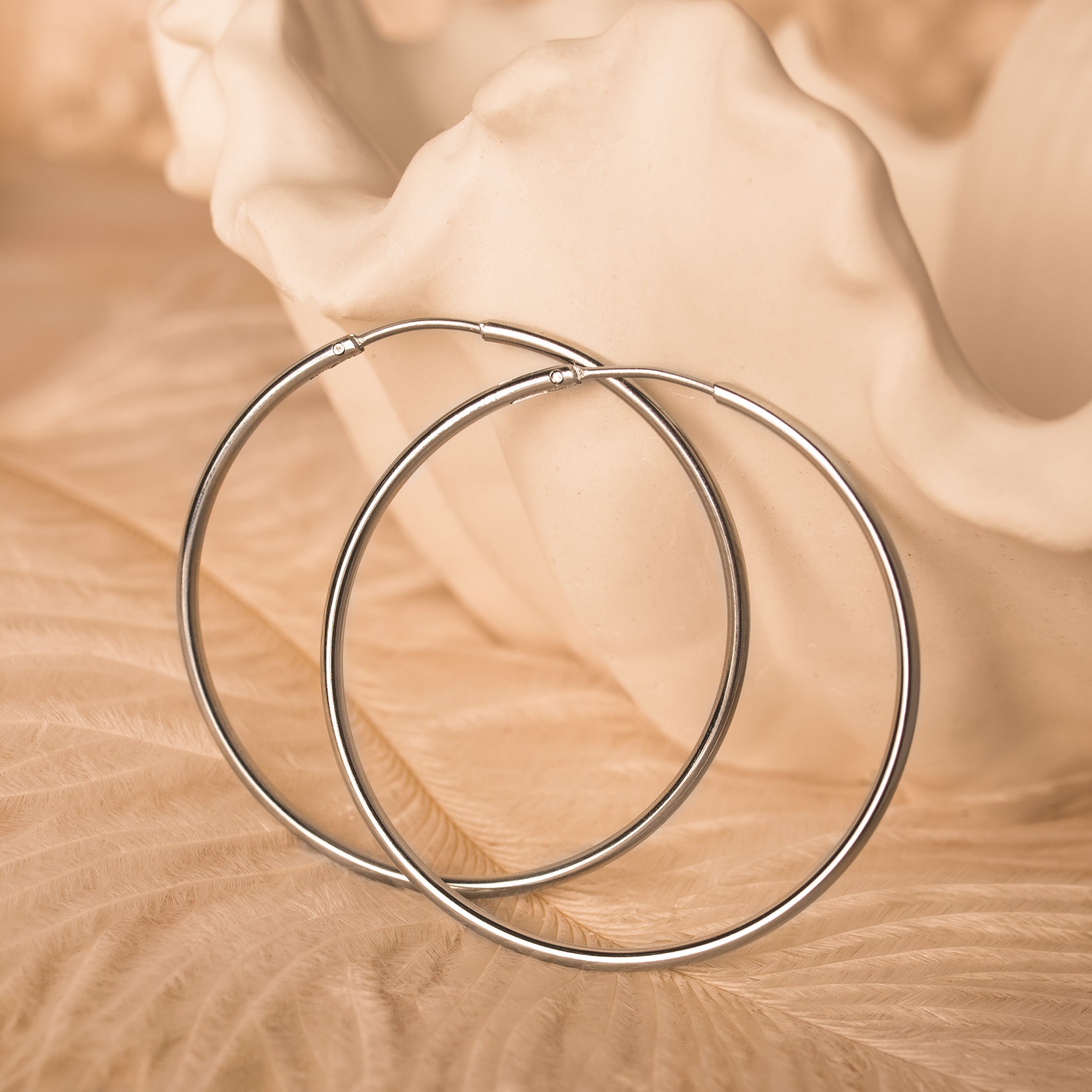 silver thin hoop earrings
