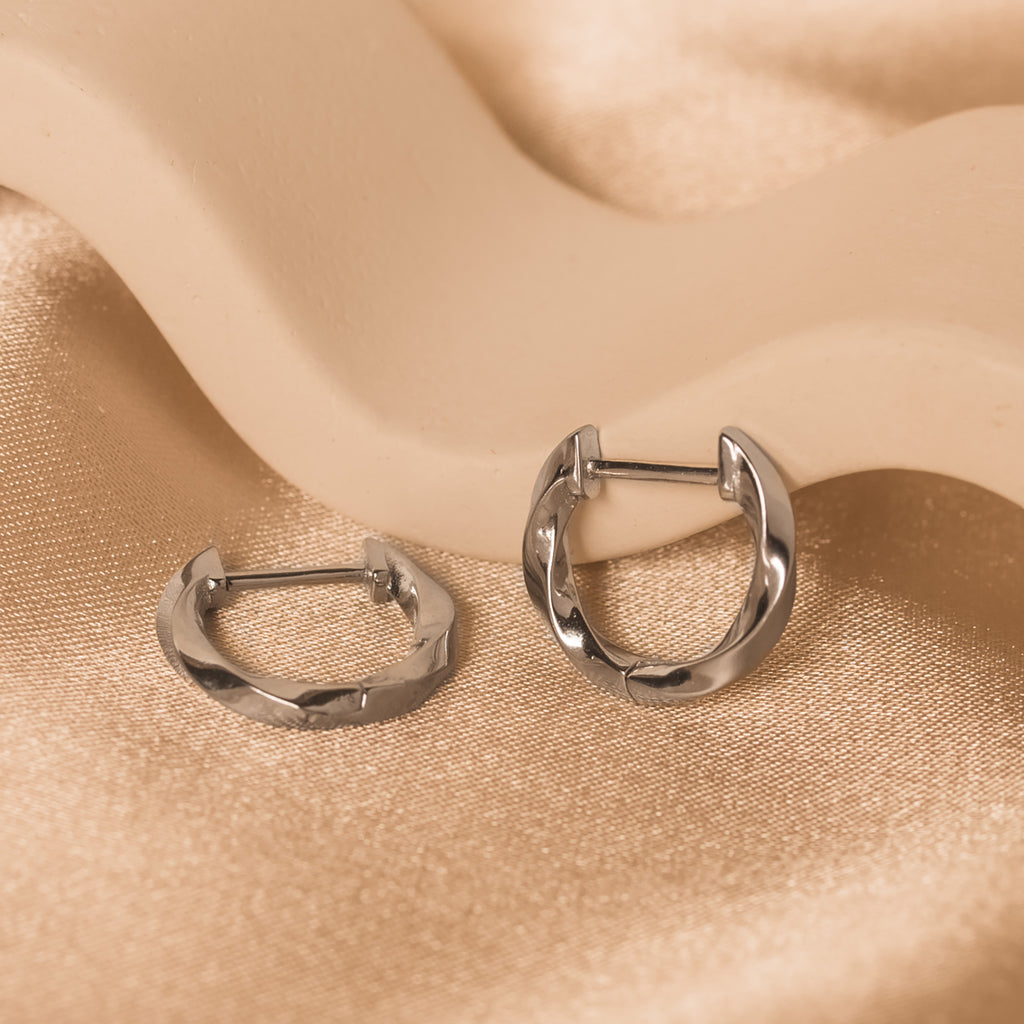 silver twisted hoop earrings
