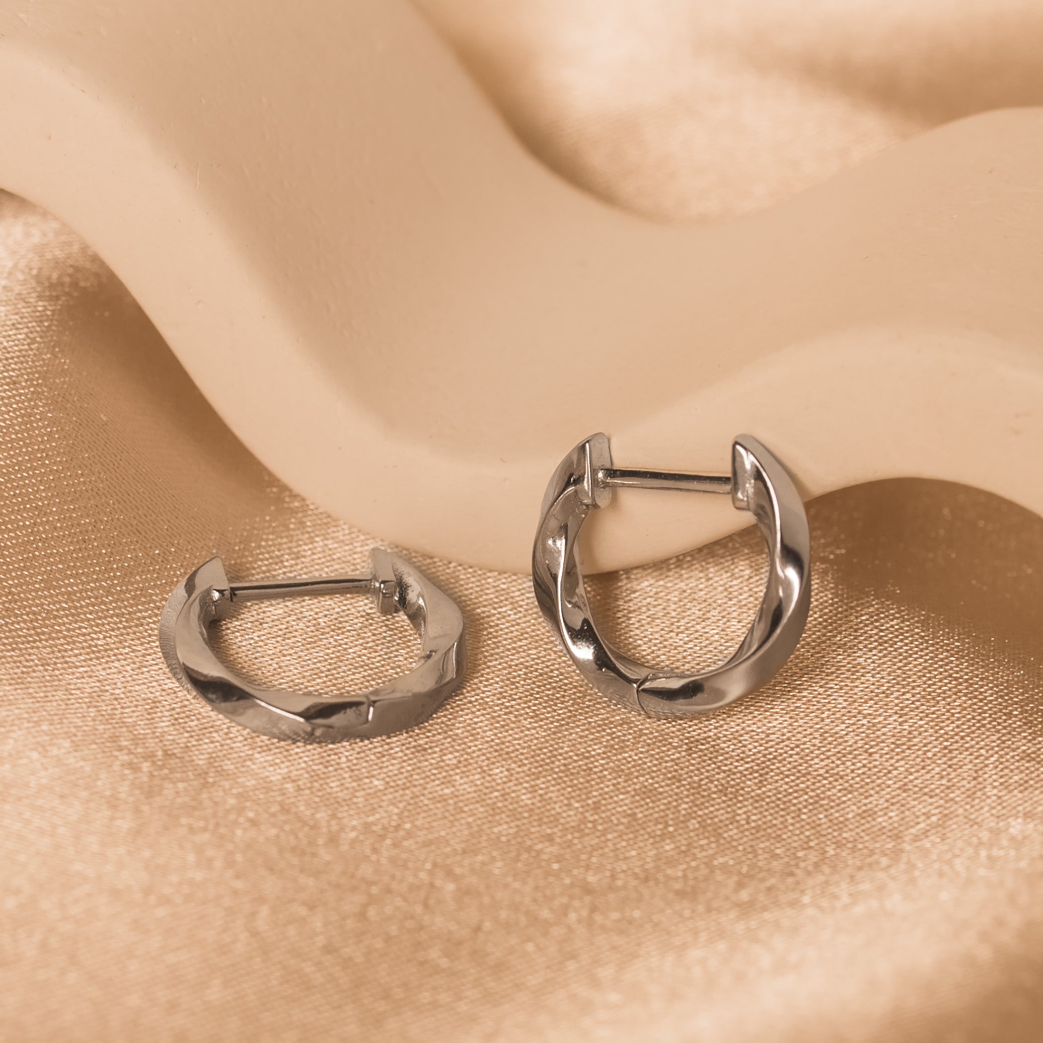 silver twisted hoop earrings