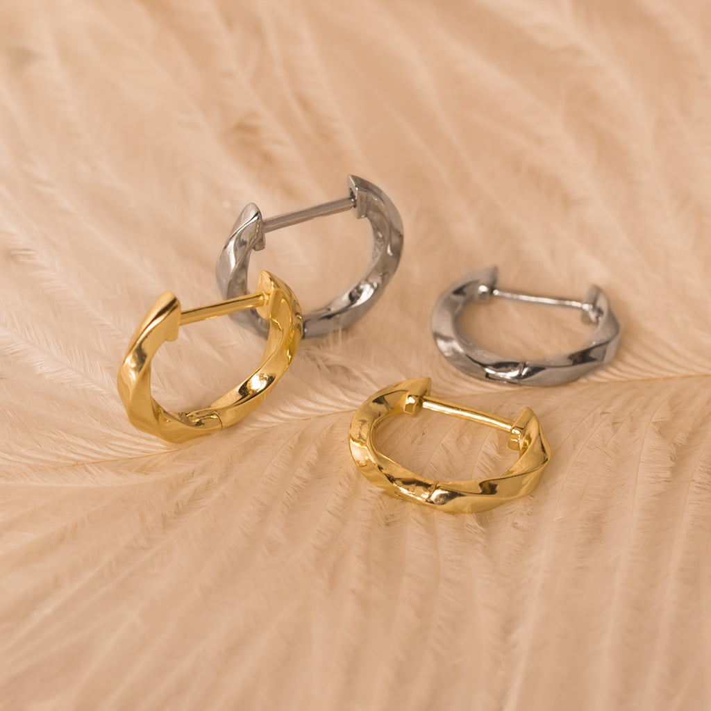 twisted gold silver hoop earrings