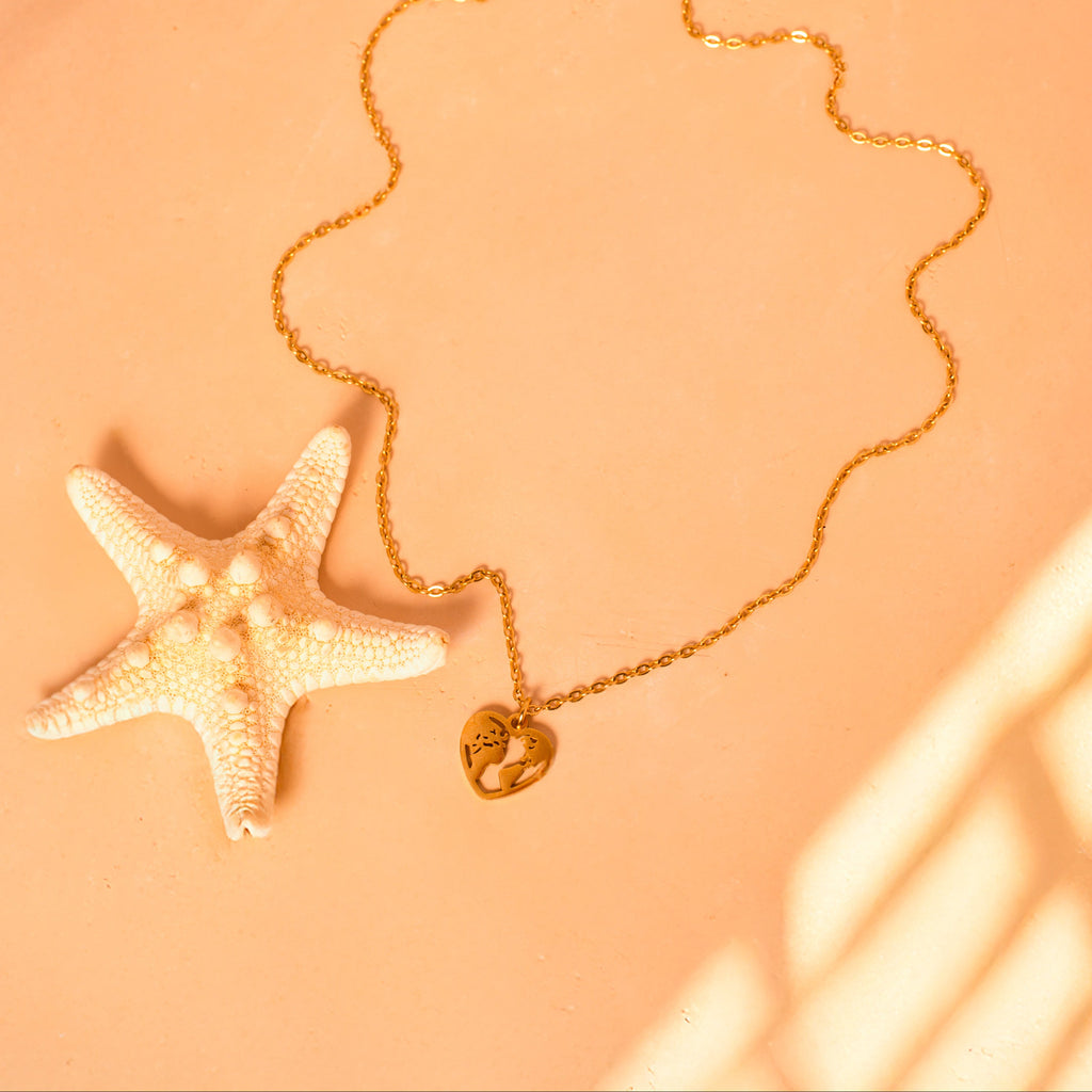 world heart charm necklace