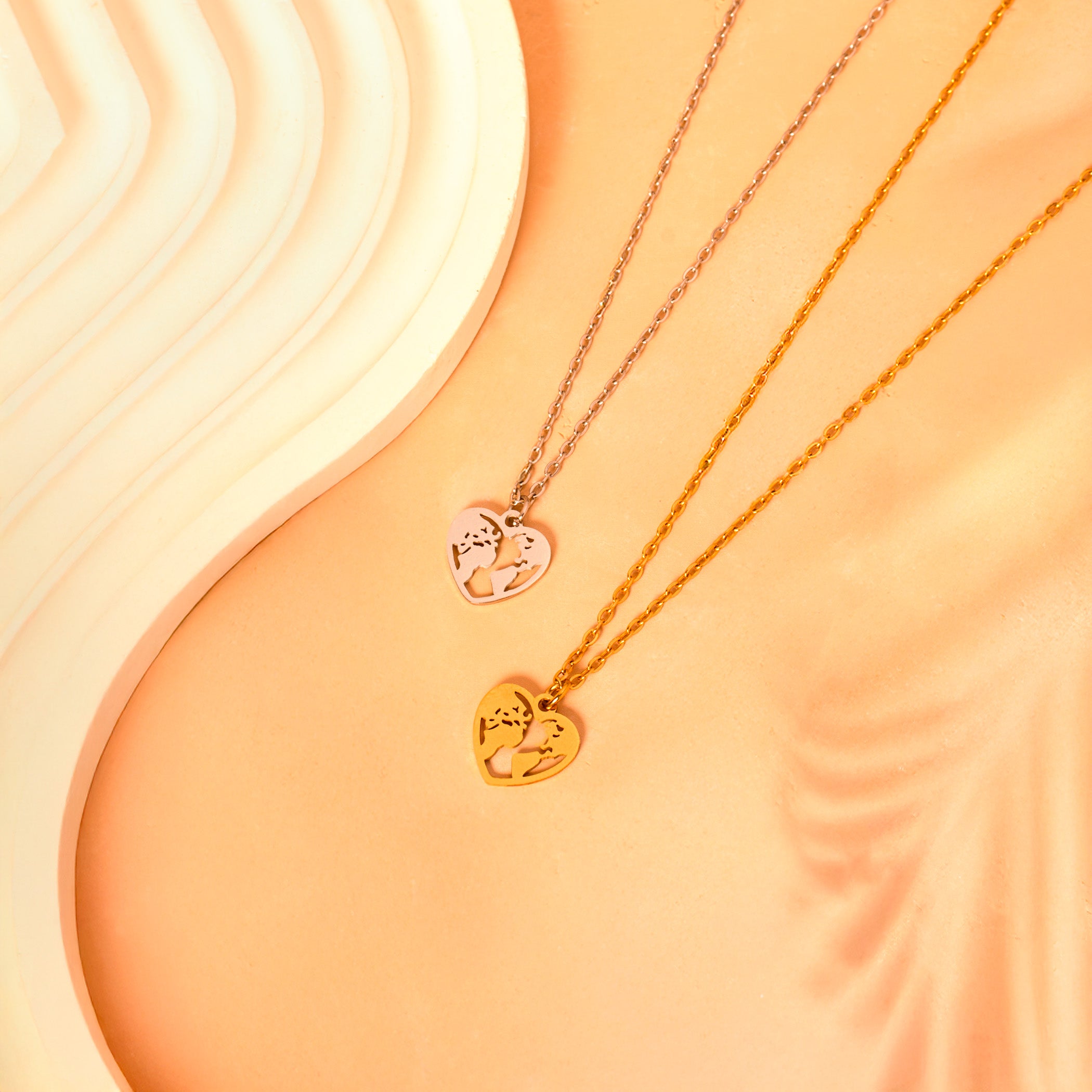 world heart necklace